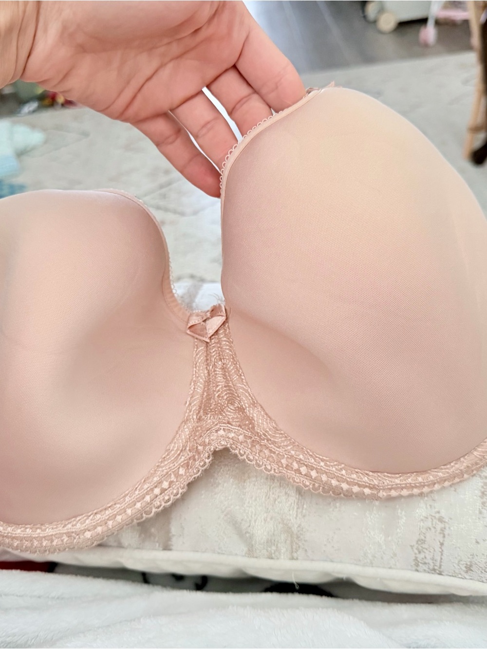 Panache Blush Pink Molded Underwire Bra with Lace Trim